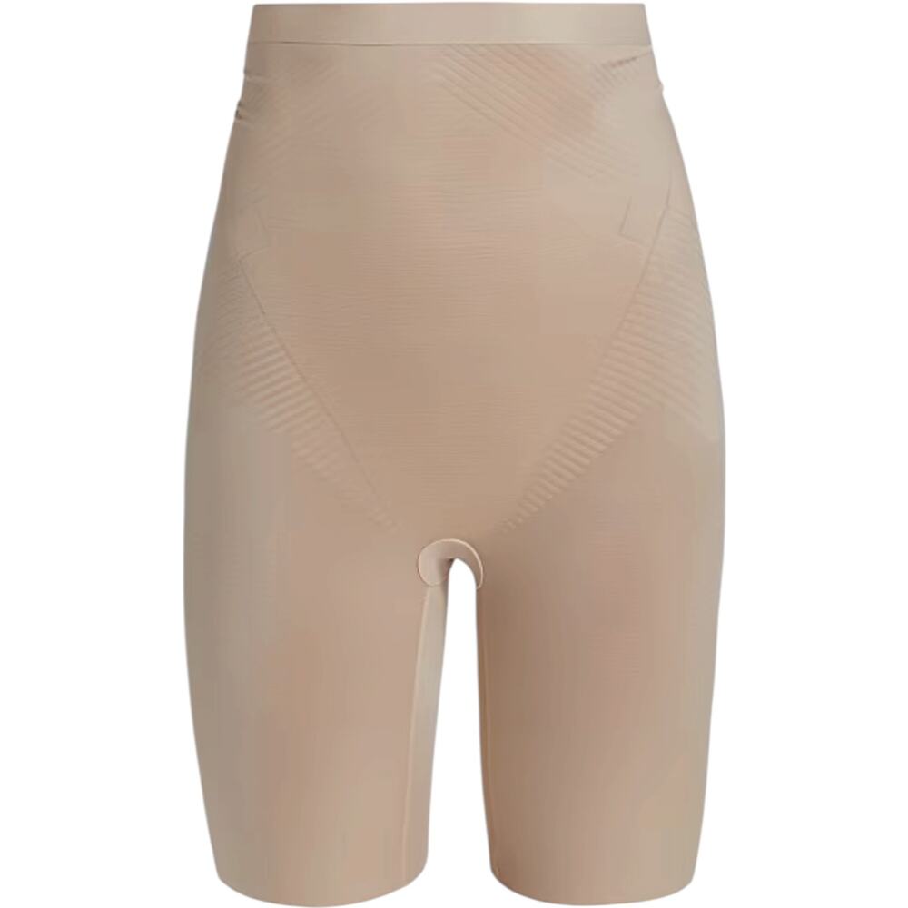 NWOT SPANX Thinstincts High-Waisted Mid-Thigh Short Buff, Beige Size Large